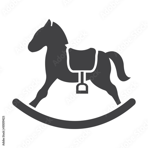 rocking horse black simple icon on white background for web