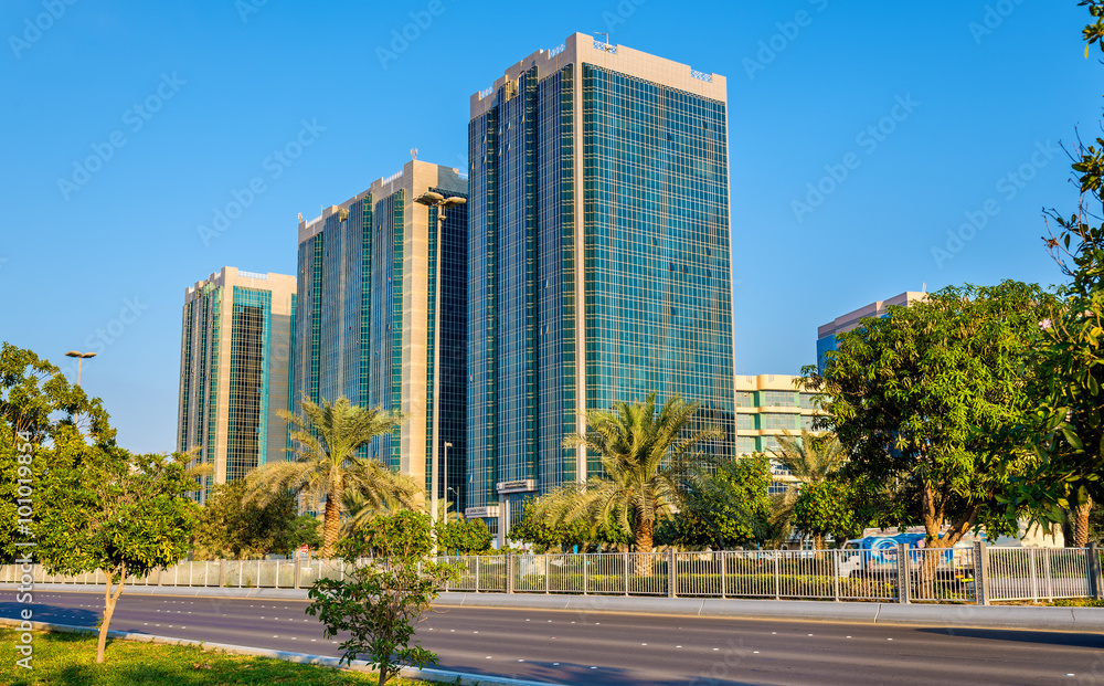 Buildings on Corniche Road in Abu Dhabi, UAE Buildings on Corniche Road in Abu Dhabi, UAE