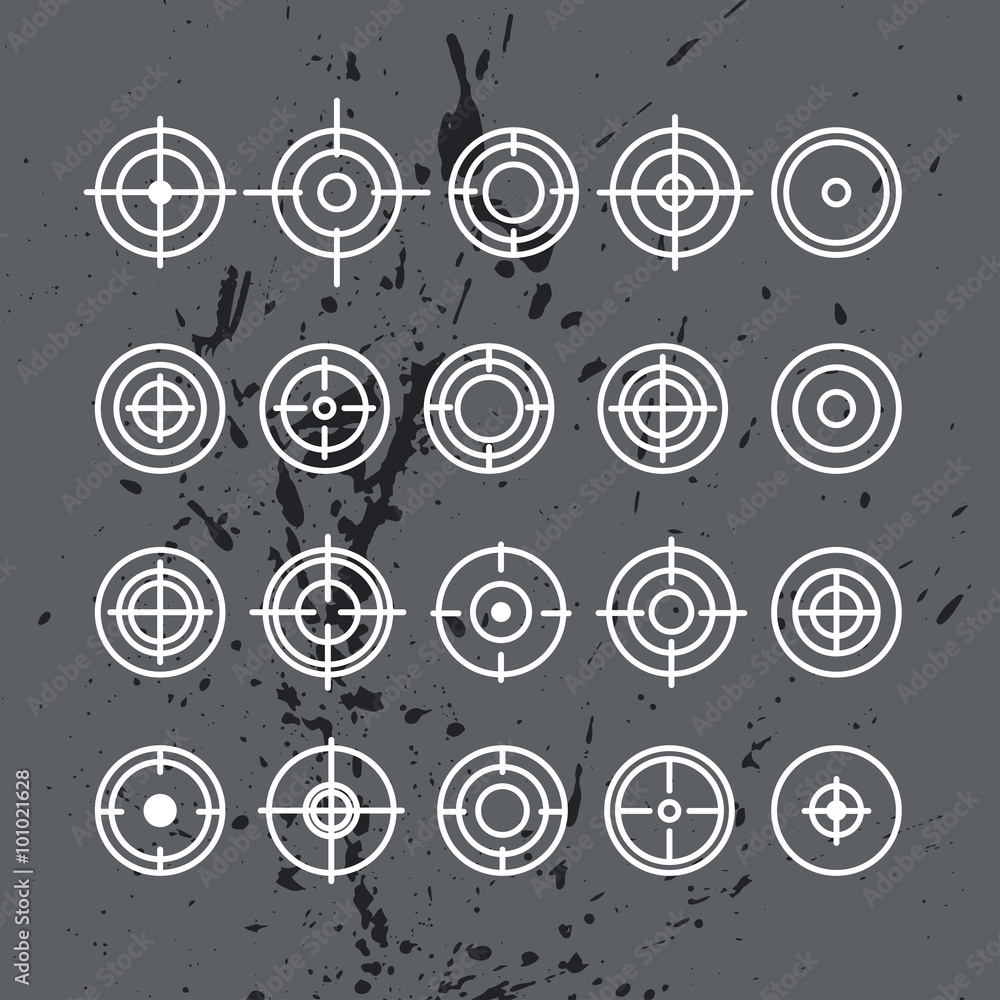 Set of simple flat aims symbols. Set of simple flat aims symbols.