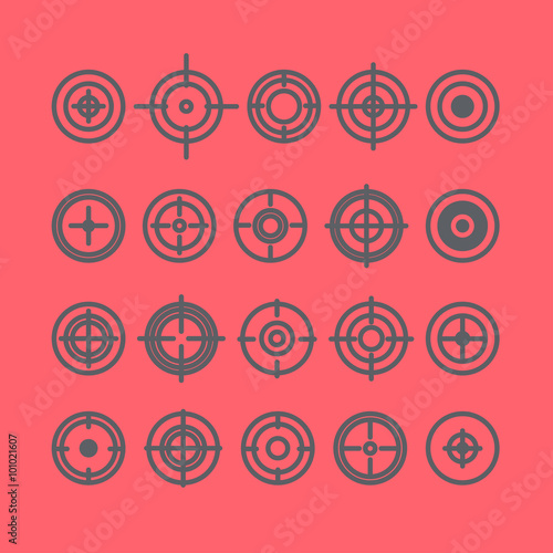 Flat crosshair icons set