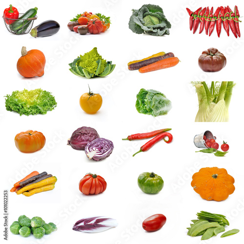 collection de légumes crus sur fond blanc