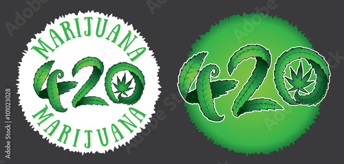 Green marijuana cannabis leaf 420 text vector illustration