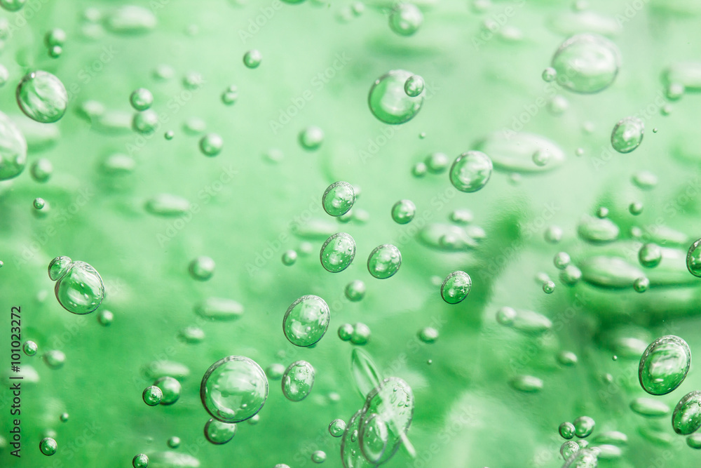 Green bubble water gel background.