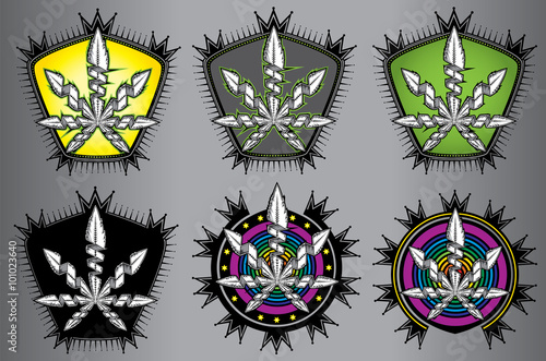 cannabis marijuana stamp shield graphic
