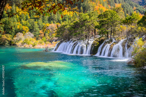 Waterfall in Jiuzhaigou National Park photo