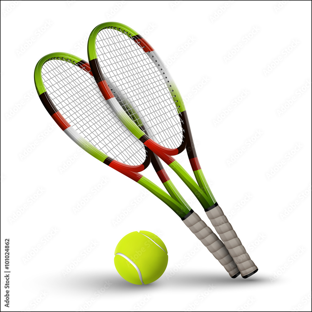 Tennis symbols rackets and ball isolated on white background