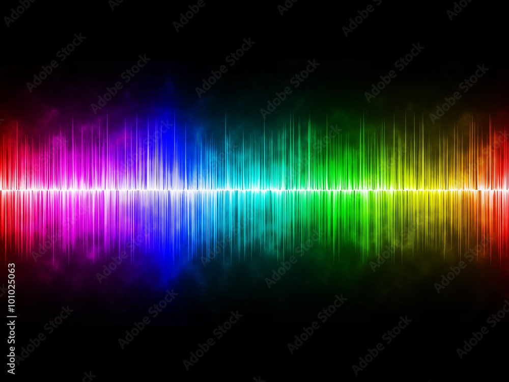 Diffusely Rainbow Soundwave with Black Background