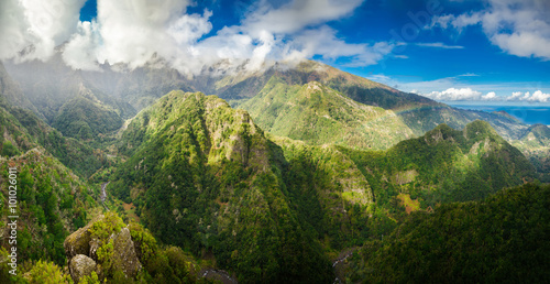 Madeira's peaks from levada Balcoes photo