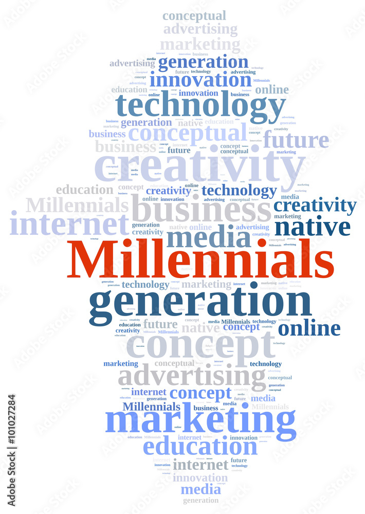 Fototapeta premium Word cloud relating to Millennials.