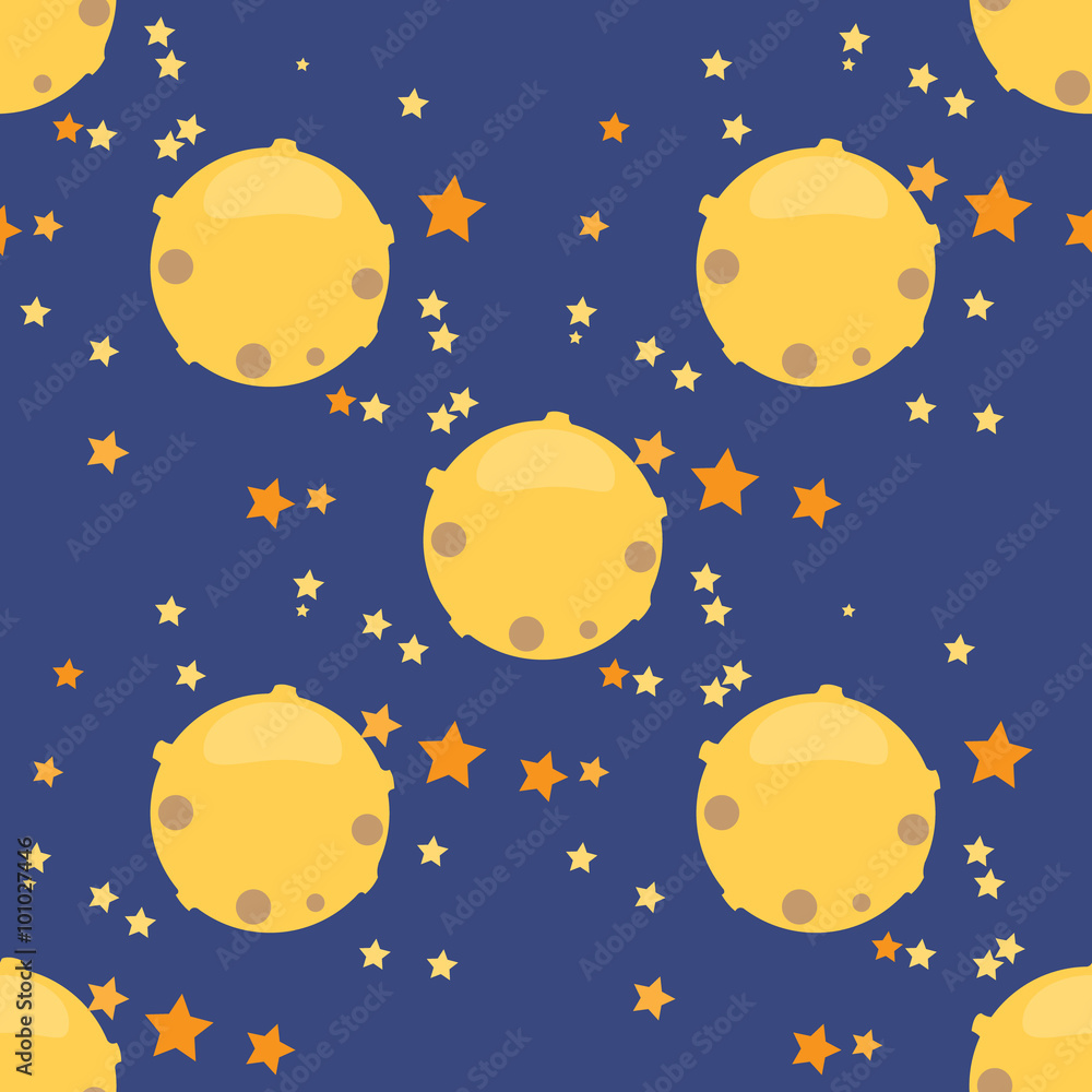 Childish seamless space pattern with planets, UFO, rockets and stars. Childish seamless space pattern with planets, UFO, rockets and stars.