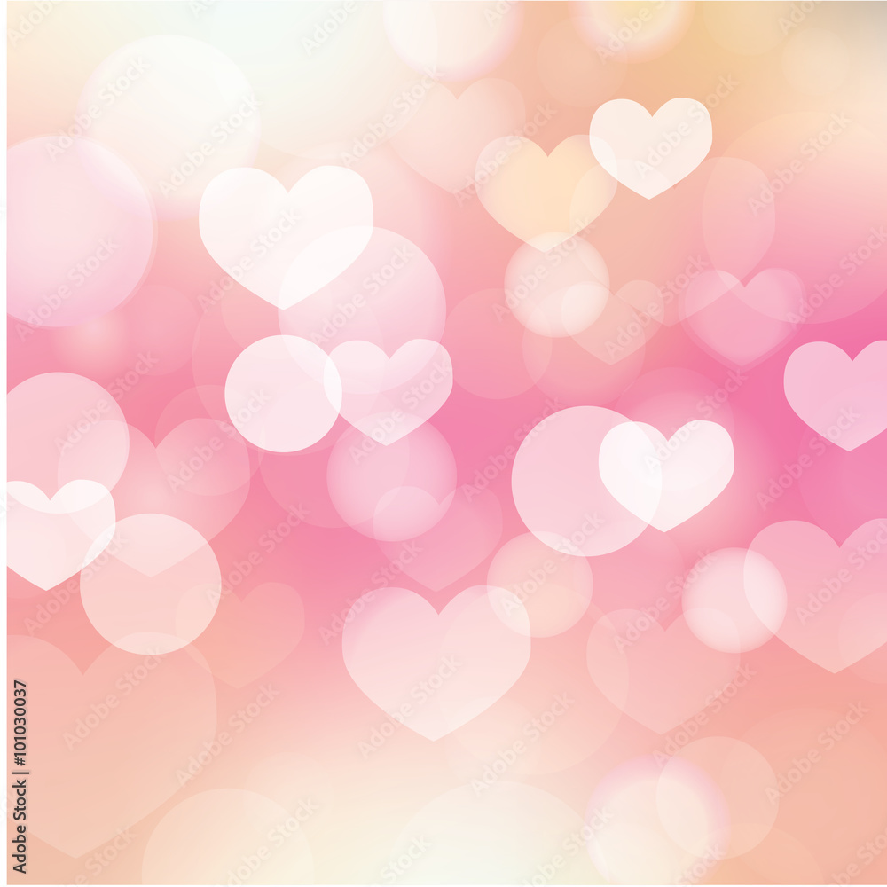 Vector background with beautiful pink hearts