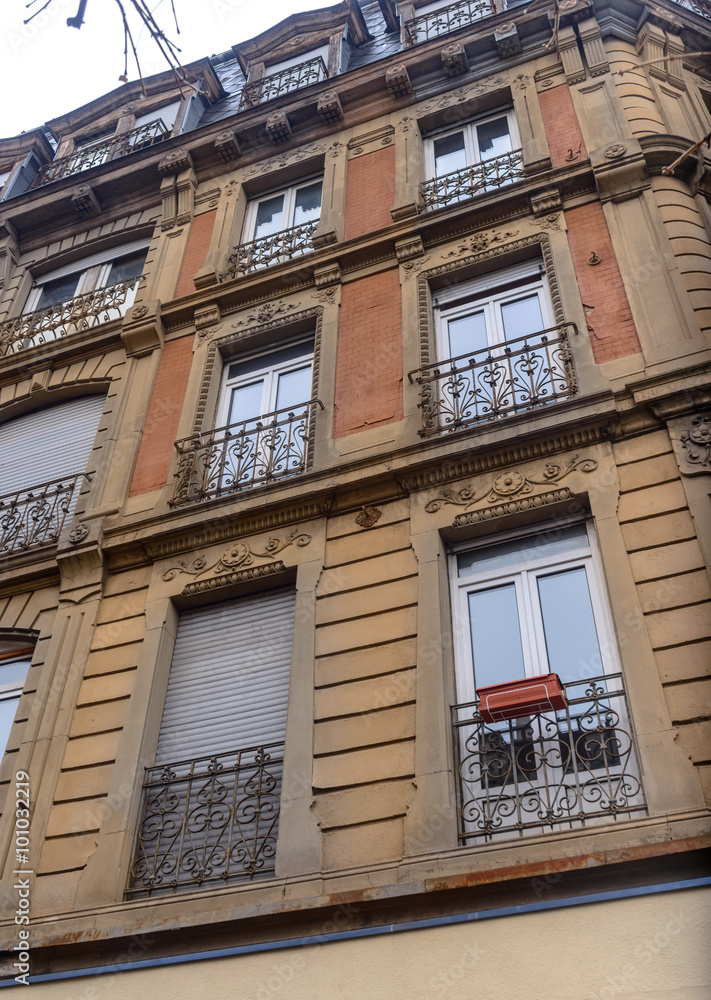 Facade of a building with balconies in Strasburg