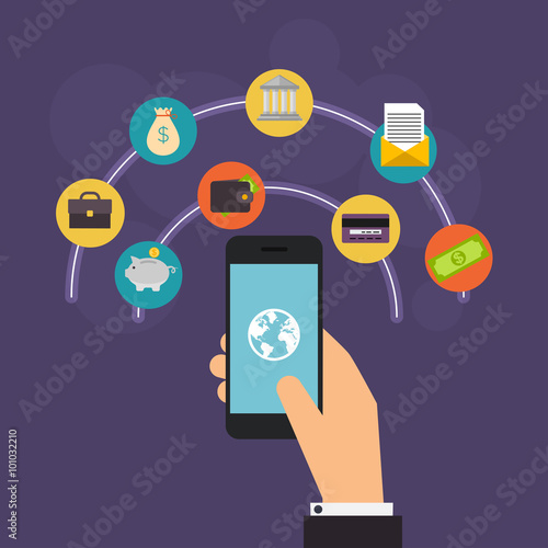 Flat design vector illustration concepts of online payment metho