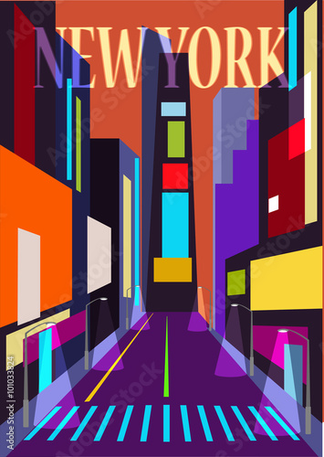 Abstract Illustration of a street in New York city. Vector