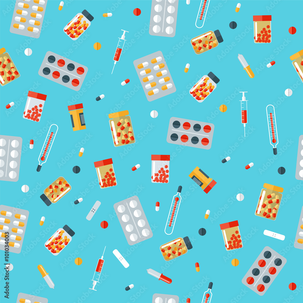 Medical Pills Seamless Pattern. Health Care Stuff Background Medical Pills Seamless Pattern. Health Care Stuff Background