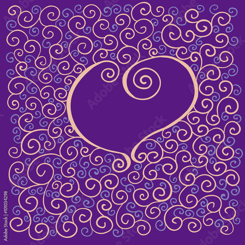valentines card with heart and curl pattern