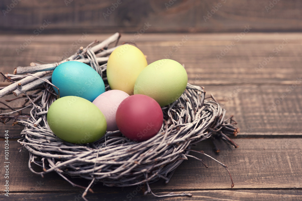 Nest full of handmade easter eggs. Nest full of handmade easter eggs.