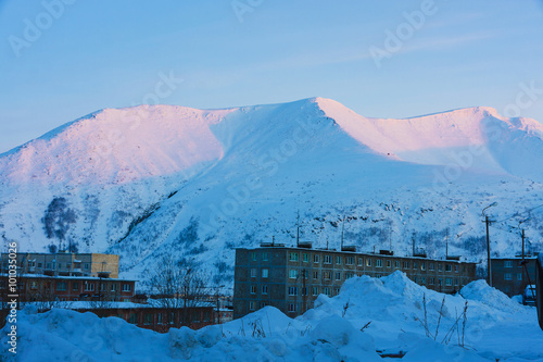 city of Kirovsk in the winter