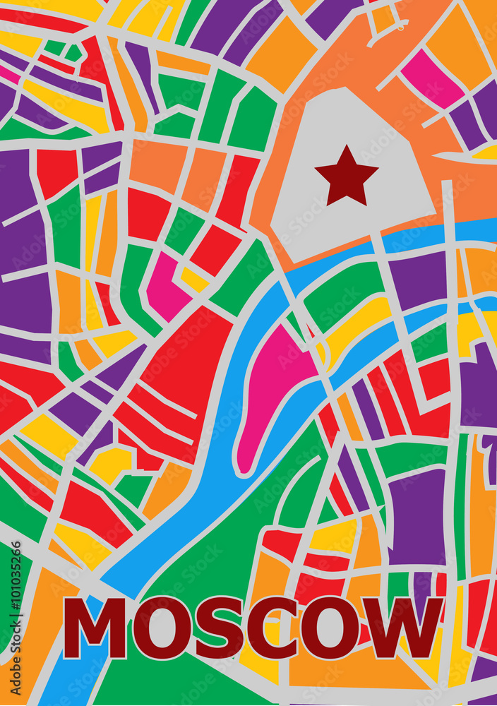  Abstract map of center  Moscow City. Vector illustration