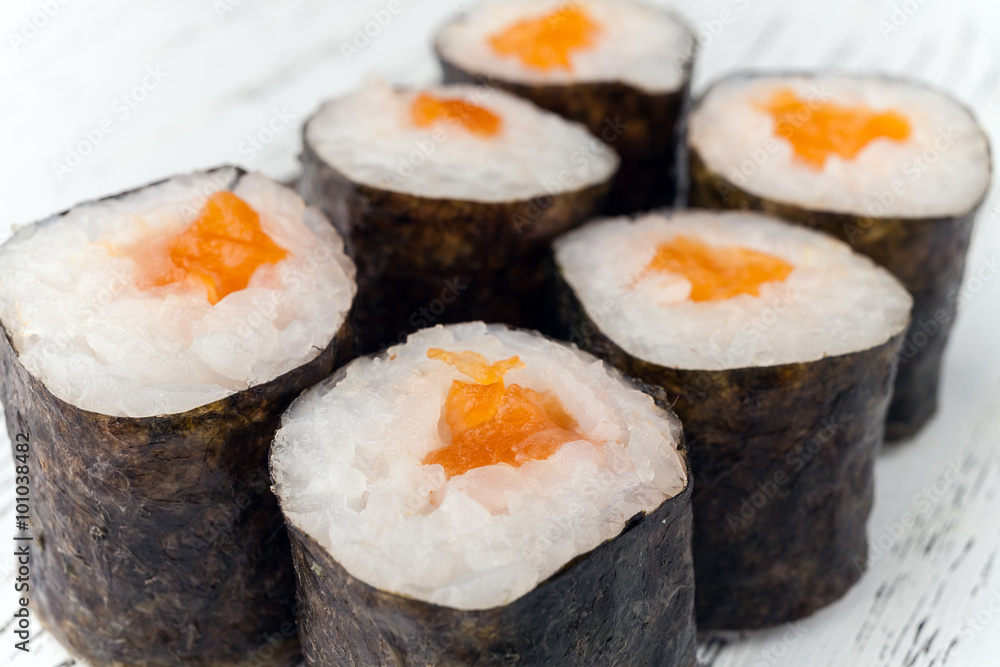 Sushi maki set. Isolated on white background Sushi maki set. Isolated on white background