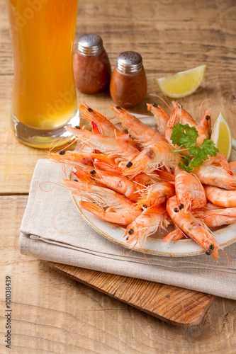 Fresh shrimps on a plate