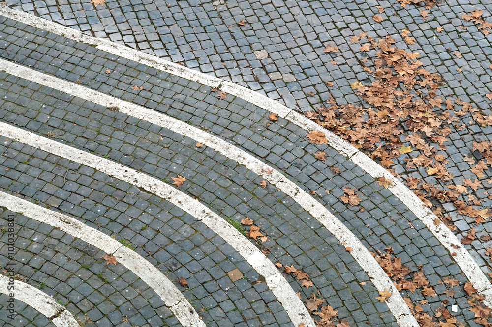 Fototapeta premium paving bricks autumn