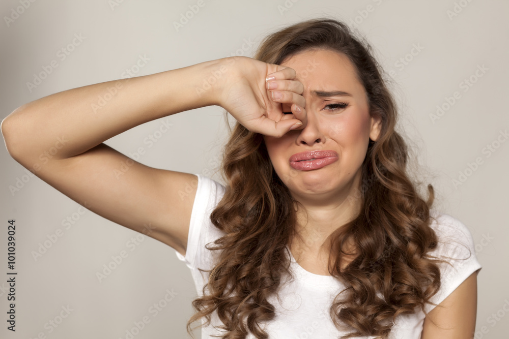 Crying girl with long hair Crying girl with long hair