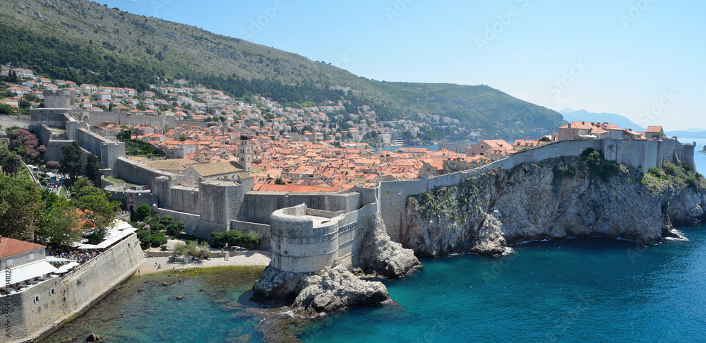 Dubrovnik old town and city wall on the Adriatic Sea