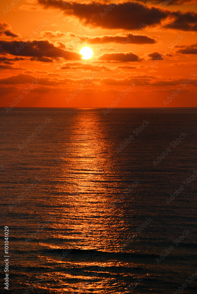 The beautiful sunrise on the sea