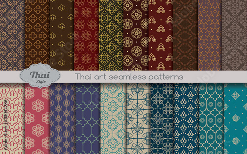 vector damask seamless pattern background. thai style seamless pattern, pattern swatches included for illustrator user, pattern swatches included in file, for your convenient use. photo