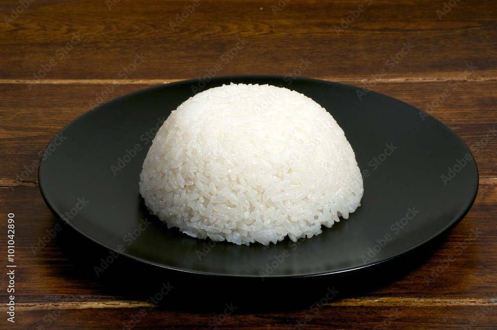 Portion of rice on the plate