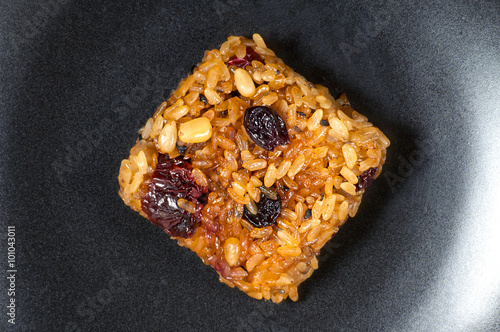 Macro shot of korean rice sweet treat from top