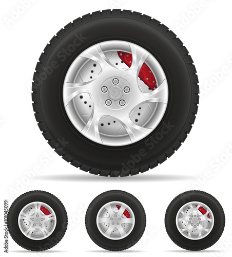 set icons car wheel tire from the disk vector illustration