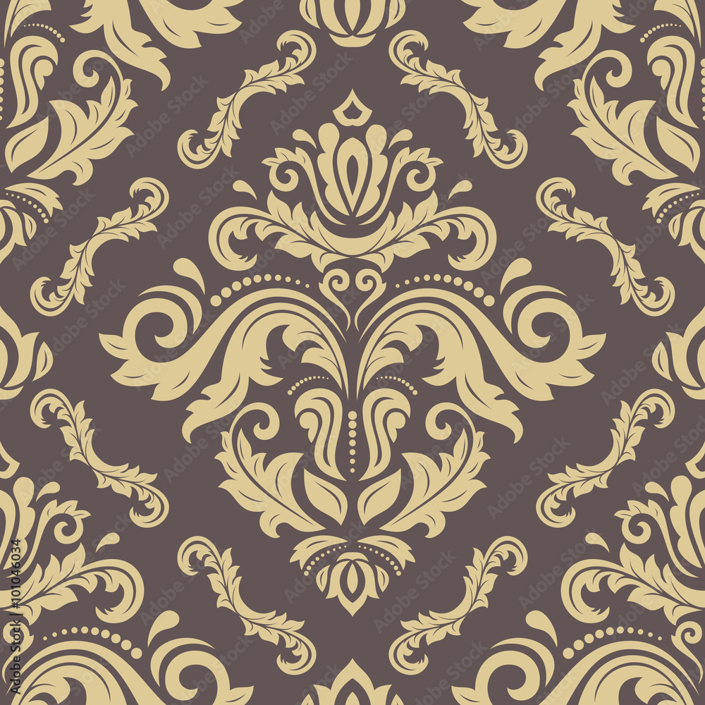 Oriental classic brown and golden pattern. Seamless abstract background Oriental classic brown and golden pattern. Seamless abstract background
