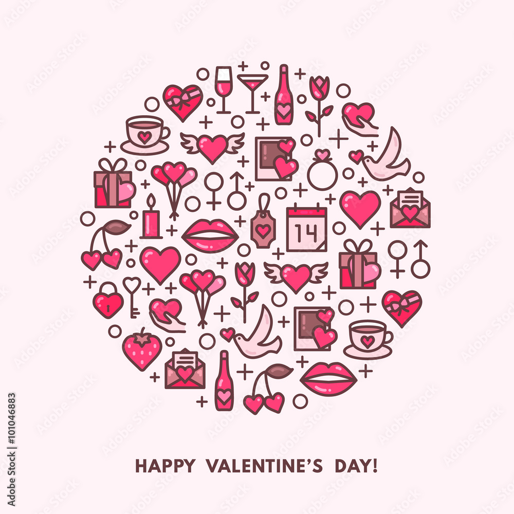 Obraz premium Valentines Day and wedding icons