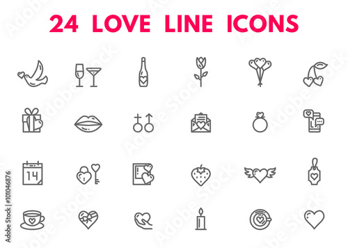 Valentines Day and wedding icons