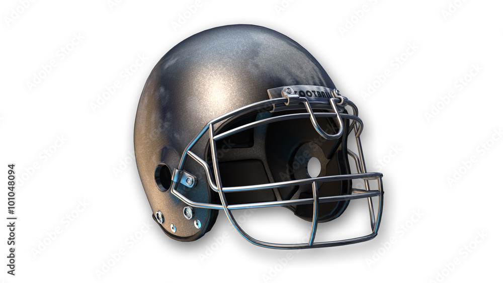 Fototapeta premium Silver american football helmet, sports equipment isolated on white background