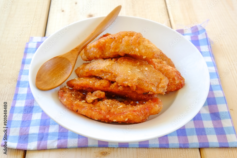 Thai snack sweetened fried banana fritters Thai snack sweetened fried banana fritters