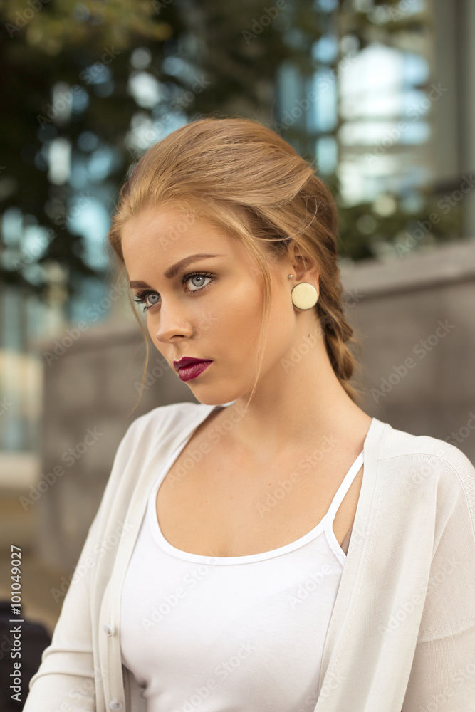 woman enjoying in the nature. portrait of a beautiful young woman outdoor