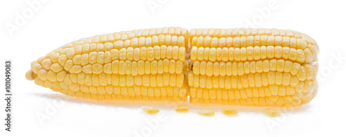 water drops on corn on white background
