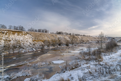 Tosna river in winter day