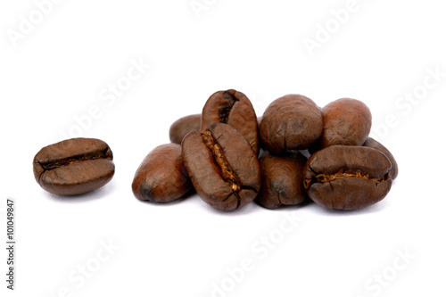 brown beans on white background