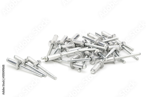 Exhaust rivets on a white background photo