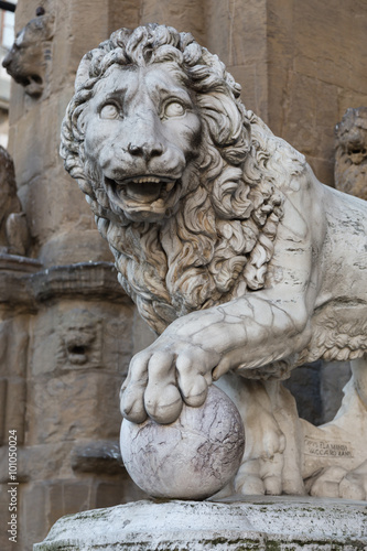  Florence. Piazza Della Signoria. Lion sculpture © Tsiumpa