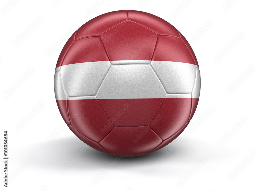 Soccer football with Latvian flag. Image with clipping path Soccer football with Latvian flag. Image with clipping path