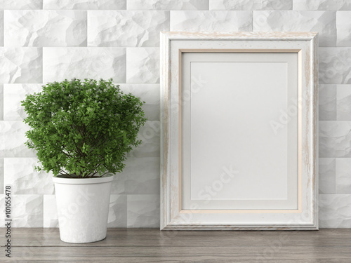 Fototapeta Naklejka Na Ścianę i Meble -  Empty modern style frame, 3D render