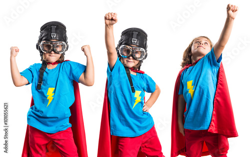 Kid dressed like superhero