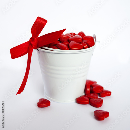 Bucket filled with Candy Hearts