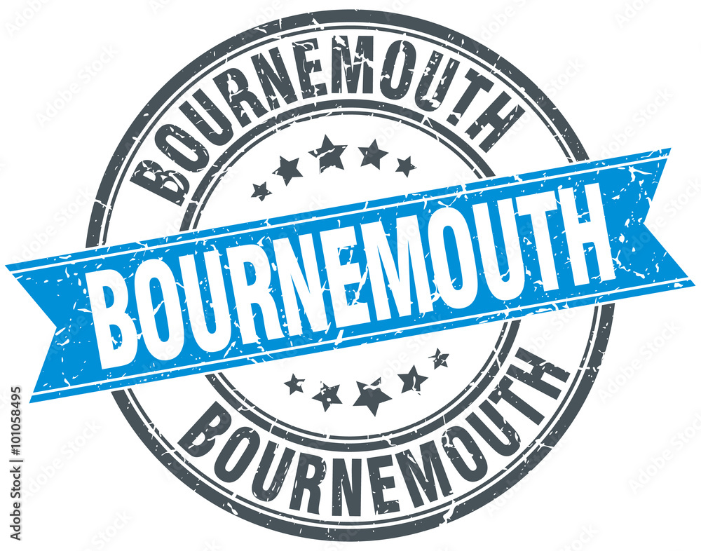 Obraz premium Bournemouth blue round grunge vintage ribbon stamp