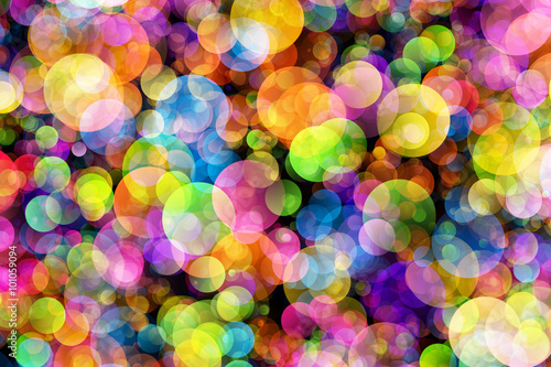 Abstract background colourful bokeh circles.